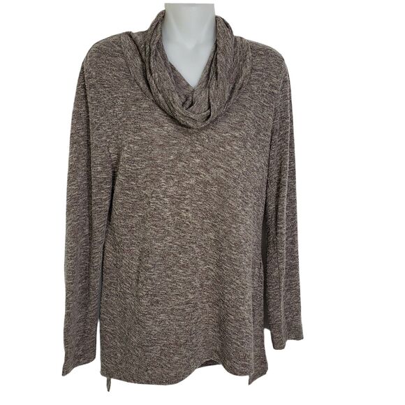 Chicos Womens Sweater Size 0 Small Cowl Neck Pullover Lightweight Marled Green - Picture 1 of 10